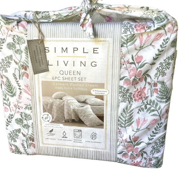 Simple Living Other - - 🌸Queen 6 pc Sheet Set Simple Living Floral